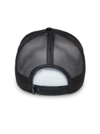 Cappello Trucker Alpinestars Selica, nero, vista posteriore con pannelli in mesh traspirante e chiusura snapback regolabile, piccola etichetta con logo in tessuto, design trucker classico strutturato per abbigliamento casual
