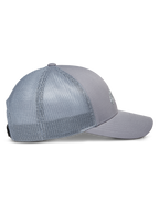 Cappello Trucker Alpinestars Terolithic, Grigio, vista laterale di profilo con visiera curva e pannelli posteriori in rete, corona bassa strutturata, sportswear casual