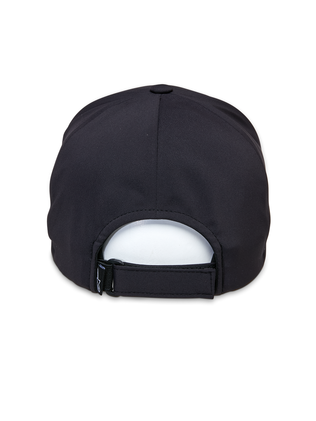 Alpinestars Apex Hat, nero, vista posteriore con chiusura regolabile in velcro, corona senza cuciture e tessuto tecnico traspirante per abbigliamento sportivo casual