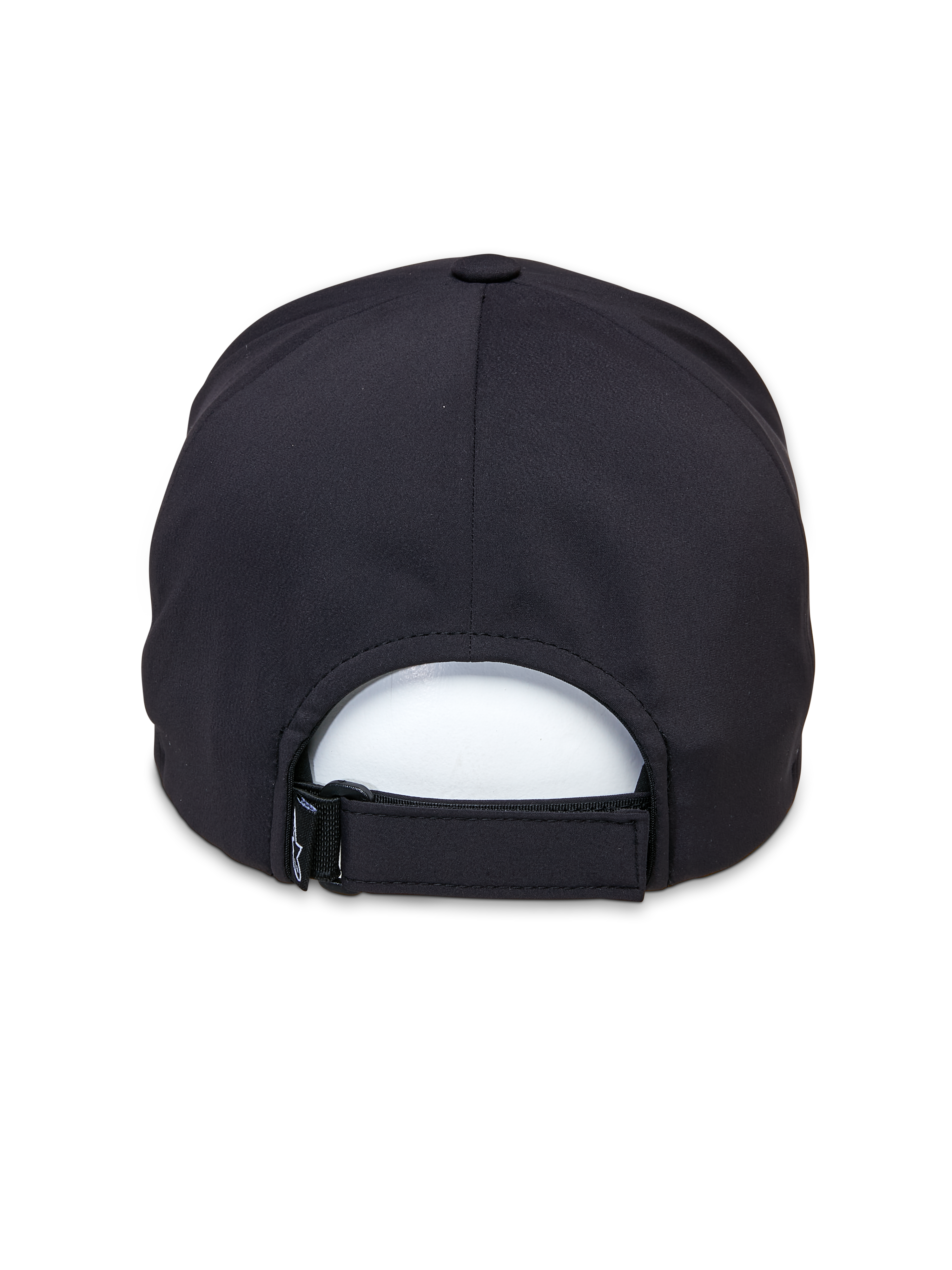 Alpinestars Apex Hat, nero, vista posteriore con chiusura regolabile in velcro, corona senza cuciture e tessuto tecnico traspirante per abbigliamento sportivo casual