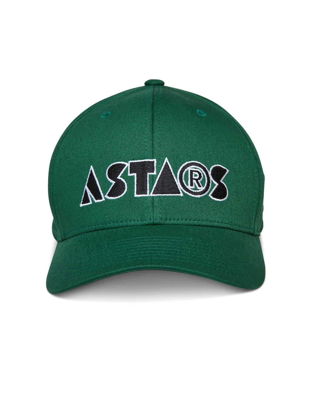 Cappello Alpinestars Cereal, verde, cappellino da baseball con visiera curva, logo "ASTARS" stilizzato ricamato frontalmente in bianco e nero, abbigliamento sportivo casual