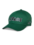 Alpinestars Cereal Hat, cappellino da baseball verde, logo ASTARS ricamato bianco e nero, visiera curva, corona strutturata, abbigliamento sportivo casual