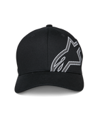 Alpinestars Cappello Share, cappello da baseball, nero, con grande contorno del logo Astars in stampa HD a rilievo bianca sul lato, visiera curva, corona strutturata, abbigliamento sportivo casual ispirato al motorsport