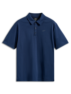 Alpinestars Polo Sport Impetus, polo a maniche corte, blu navy, tessuto in rete finta con chiusura a tre bottoni e piccolo logo Astars grigio sul petto, abbigliamento sportivo casual da motorsport