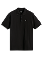 Alpinestars Polo Endeavor Classic, polo a maniche corte in piqué, nero, con piccolo logo Astars bianco sul petto, abbottonatura a tre bottoni, colletto e polsini a coste, abbigliamento sportivo casual