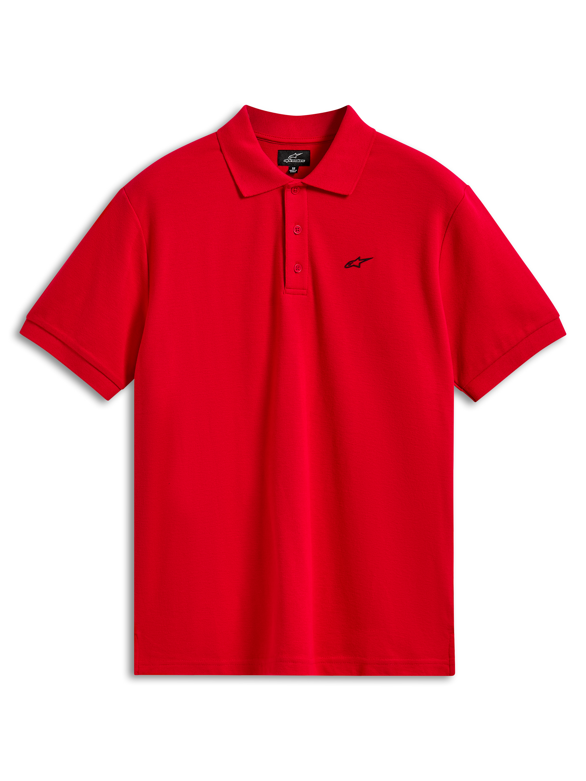 Alpinestars Endeavor Classic Polo, polo in piqué a maniche corte, rosso, piccolo logo Astars nero sul petto, chiusura a tre bottoni, abbigliamento sportivo casual