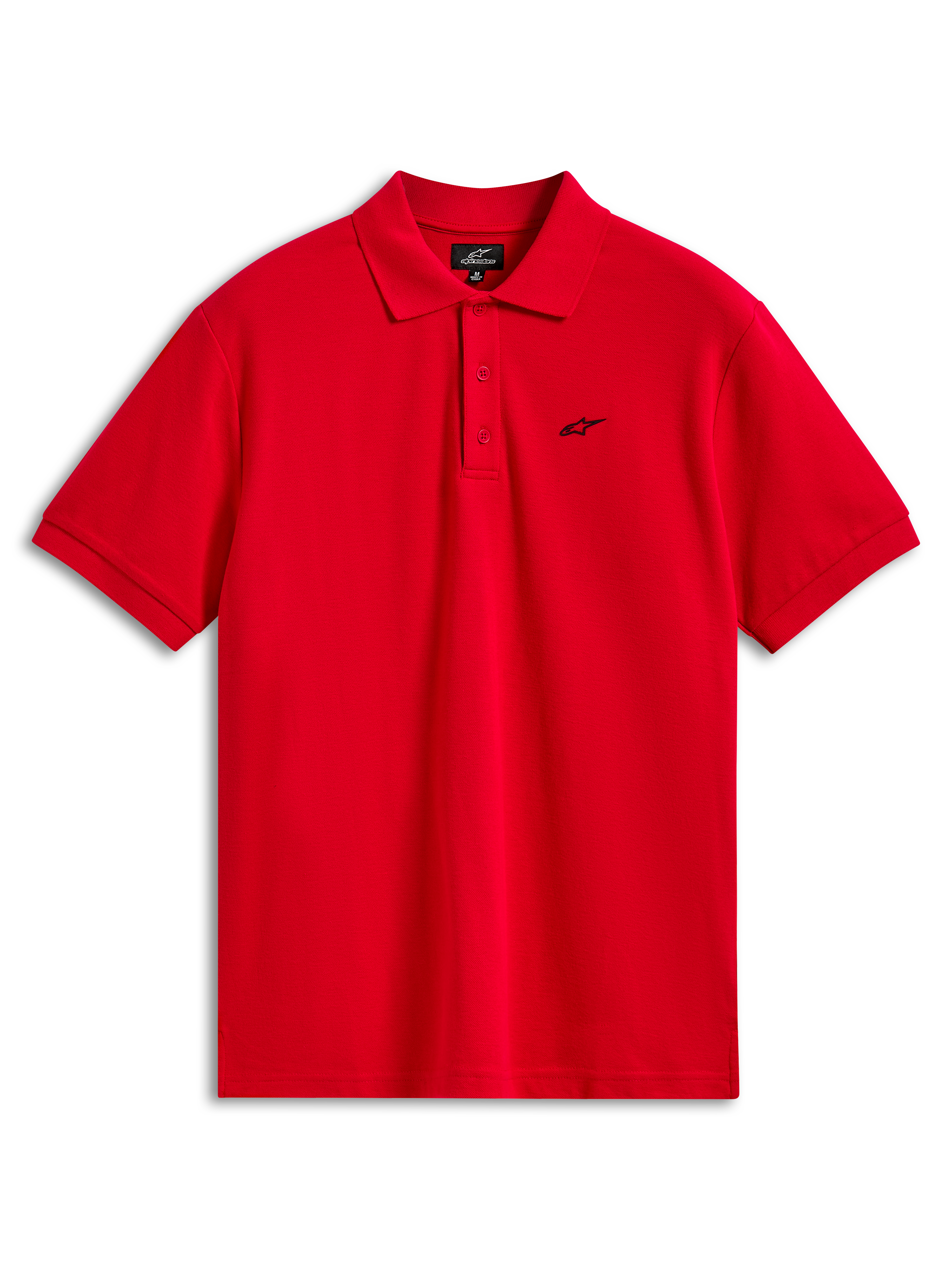 Alpinestars Endeavor Classic Polo, polo in piqué a maniche corte, rosso, piccolo logo Astars nero sul petto, chiusura a tre bottoni, abbigliamento sportivo casual