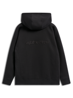 Felpa con cappuccio Alpinestars Emergent Oversized, streetwear casual nero, vista posteriore con logo Alpinestars ricamato, vestibilità oversize con cappuccio e orlo a costine