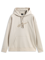 Alpinestars Emergent Oversized Hoodie, felpa con cappuccio streetwear casual, colore sabbia con logo Astars ricamato in 3D tono su tono, cappuccio con cordino, tasca a marsupio, vestibilità oversized rilassata