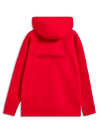 Alpinestars Emergent Oversized Hoodie, rosso, vista posteriore con logo Alpinestars ricamato tono su tono sulla schiena, vestibilità oversize con polsini e orlo a costine, streetwear casual motorsport