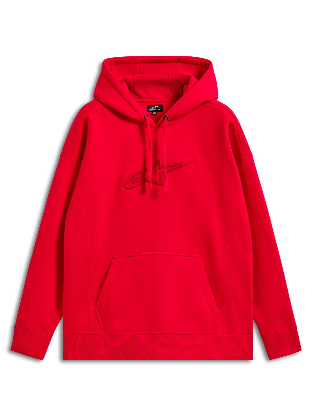 Alpinestars Felpa con cappuccio Emergent Oversized, rosso, felpa pullover con logo Astars ricamato in 3D tono su tono, tasca a marsupio, streetwear casual motorsport