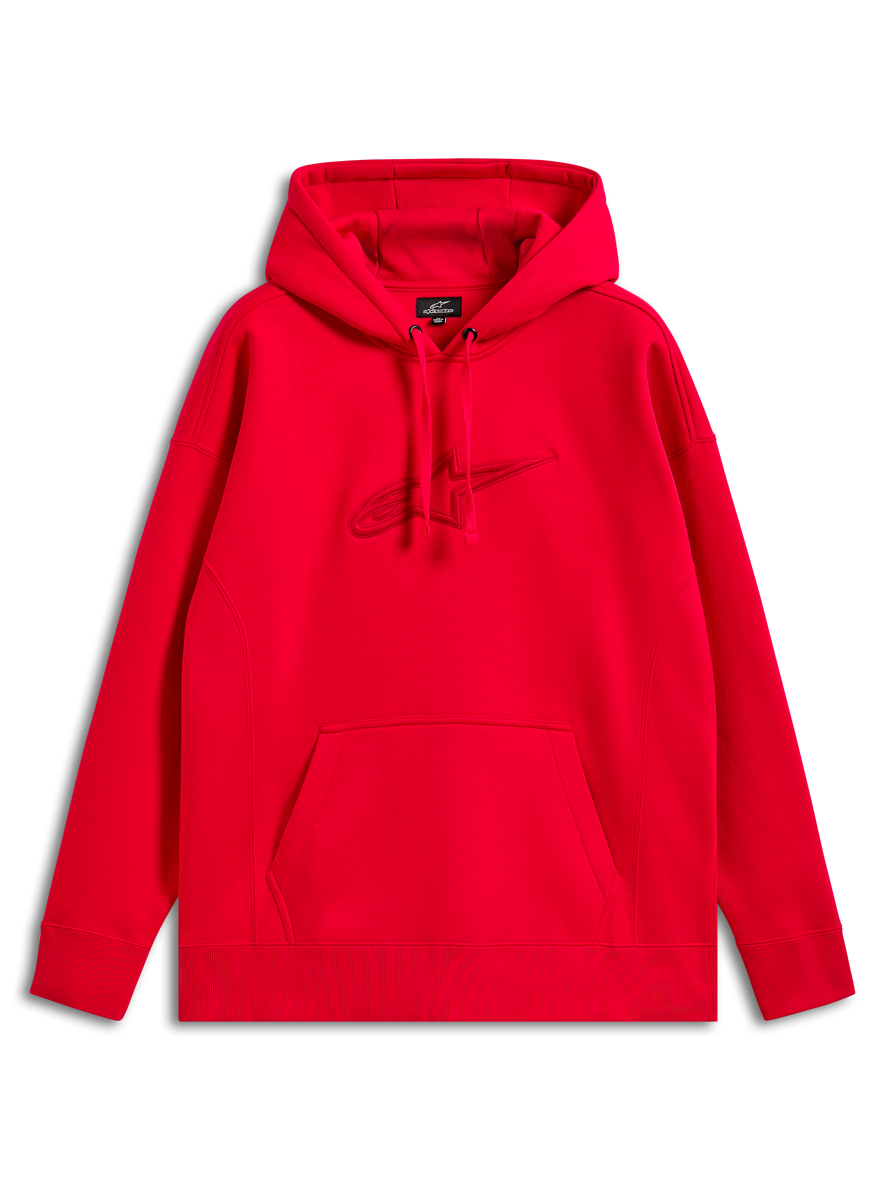 Alpinestars Felpa con cappuccio Emergent Oversized, rosso, felpa pullover con logo Astars ricamato in 3D tono su tono, tasca a marsupio, streetwear casual motorsport