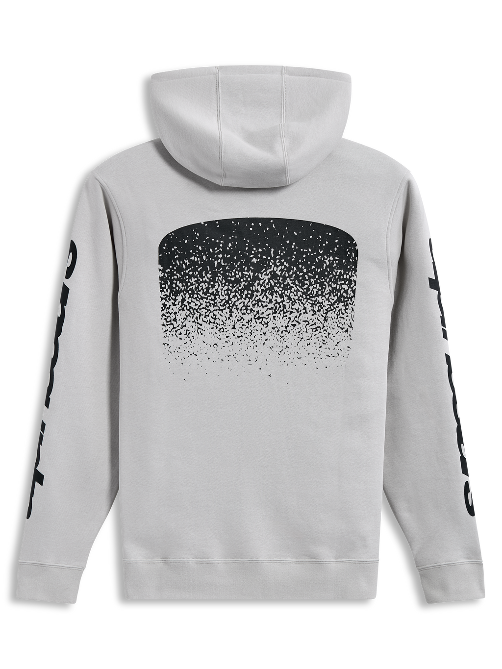 Alpinestars Obsessed Hoodie, felpa con cappuccio sportswear, grigio cemento e nero, con grafica MX sfumata sul retro e loghi neri sulle maniche