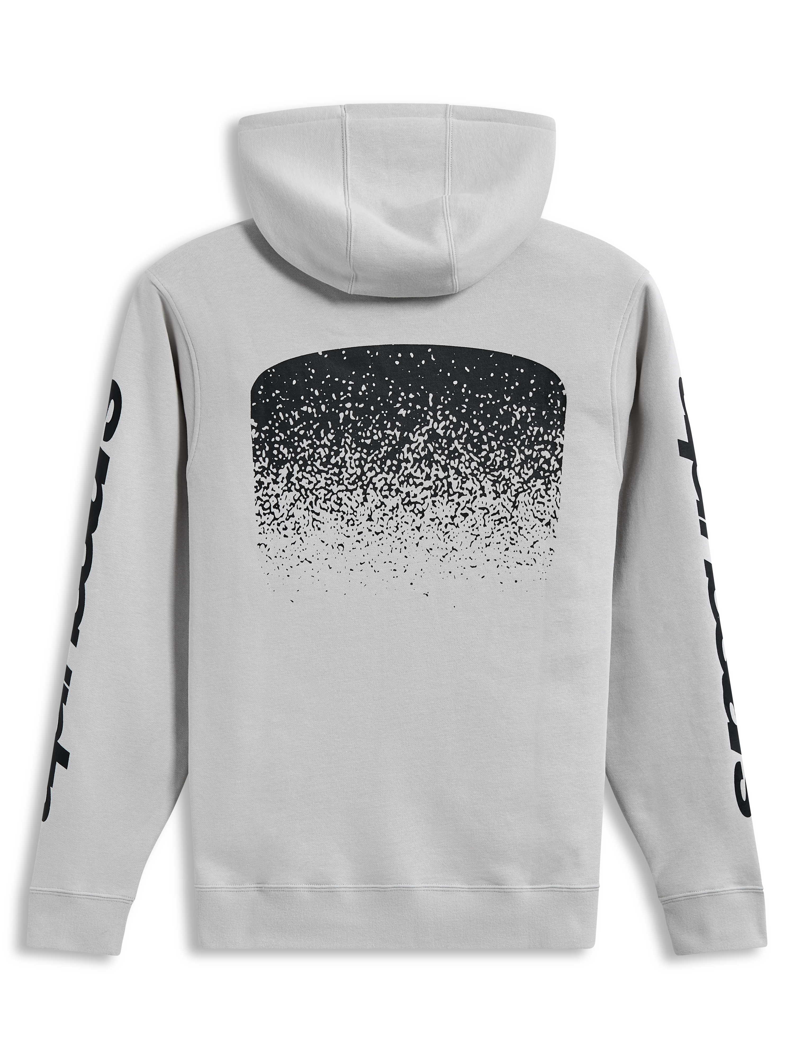 Alpinestars Obsessed Hoodie, felpa con cappuccio sportswear, grigio cemento e nero, con grafica MX sfumata sul retro e loghi neri sulle maniche