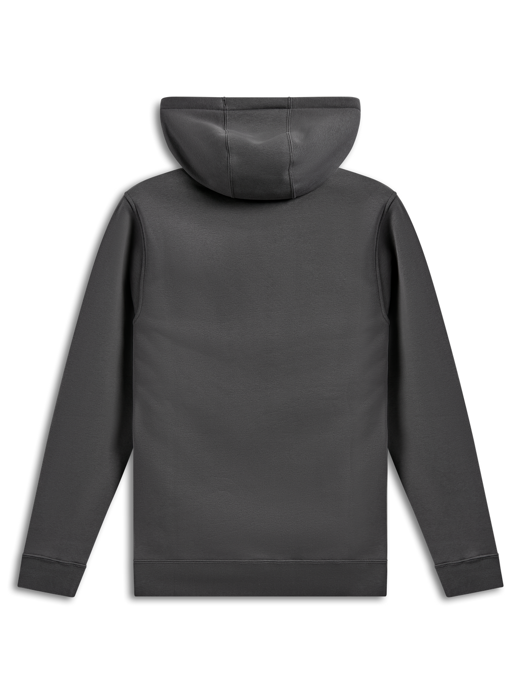 Alpinestars Ellipsoid Hoodie, felpa pullover, grigio Gunmetal, vista posteriore che mostra busto e maniche in tinta unita, polsini e orlo a coste, abbigliamento streetwear casual ispirato al motorsport