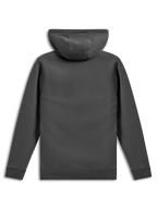 Alpinestars Ellipsoid Hoodie, felpa pullover, grigio Gunmetal, vista posteriore che mostra busto e maniche in tinta unita, polsini e orlo a coste, abbigliamento streetwear casual ispirato al motorsport