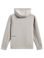 Alpinestars Cypher Hoodie, vista posteriore, grigio cemento, pile double face tri-blend, piccolo logo nero sulla parte bassa della schiena, cappuccio foderato in rete, streetwear casual ispirato al motorsport