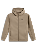 Alpinestars Cypher Hoodie, felpa in pile beige con zip, cappuccio a collo alto foderato in rete e logo Astars.