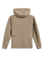 Alpinestars Cypher Hoodie, felpa sportswear beige in pile tri-blend, vista posteriore con cappuccio a collo alto e logo.
