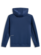 Alpinestars Cypher Hoodie, felpa con cappuccio in pile tri-blend blu, vista posteriore con logo, abbigliamento sportivo