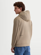 Alpinestars Felpa con cappuccio Cypher, felpa sportswear da uomo, vista posteriore beige, cappuccio a collo alto e design motorsport con logo Alpinestars sulla parte inferiore della schiena
