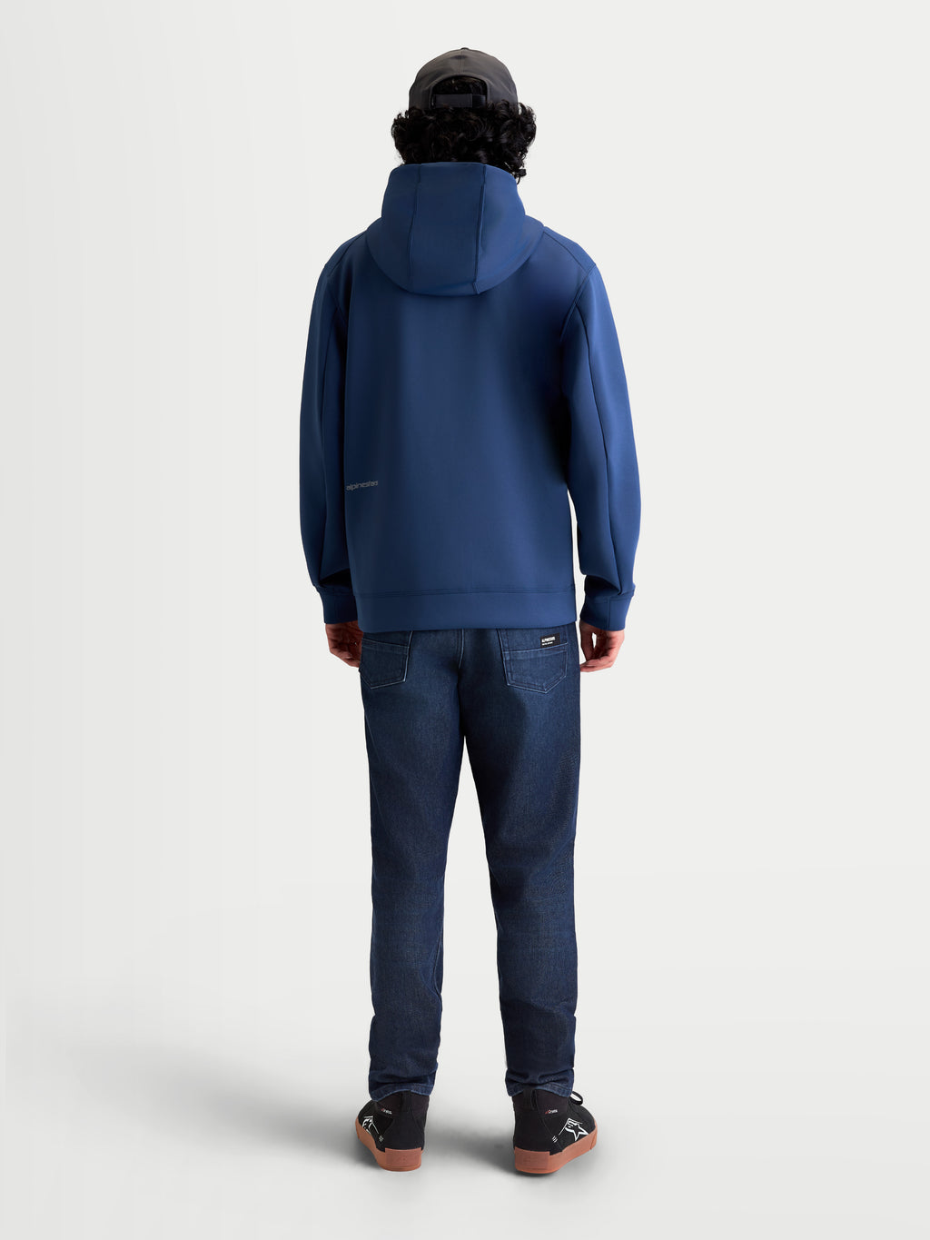 Alpinestars felpa con cappuccio Cypher, sportswear ispirato al motorsport, da uomo, blu, in pile double-face con cappuccio strutturato a collo alto e sottile logo sul retro, vista posteriore