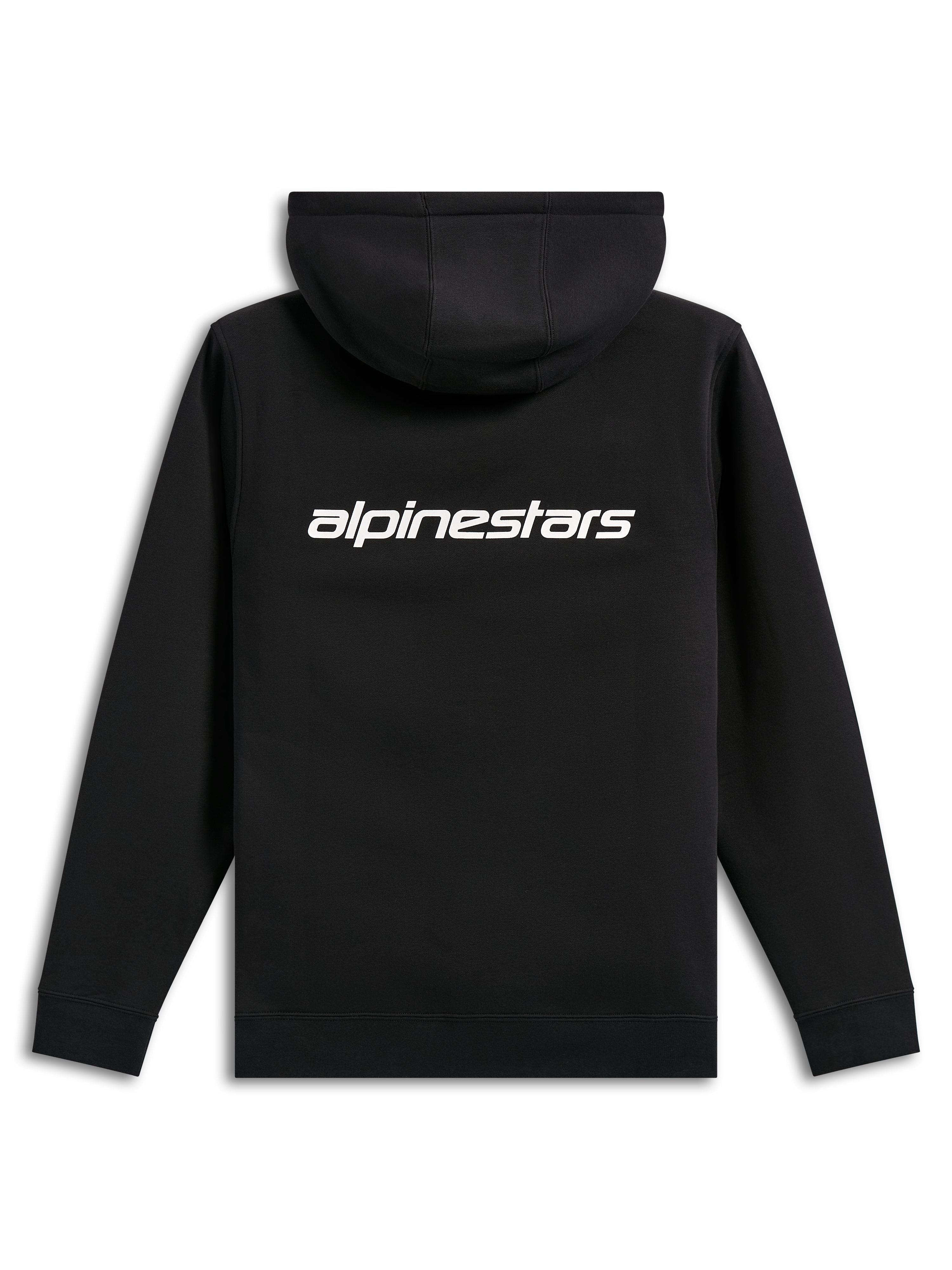 Alpinestars Transverse Hoodie, streetwear casual, nero con logo Alpinestars bianco sul retro, felpa con cappuccio, polsini e orlo a coste, design moderno ispirato al motorsport