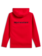 Alpinestars Felpa con cappuccio Transverse, vista posteriore, rosso, con logo Alpinestars nero sulla parte superiore della schiena, felpa casual con cappuccio, polsini e orlo a coste