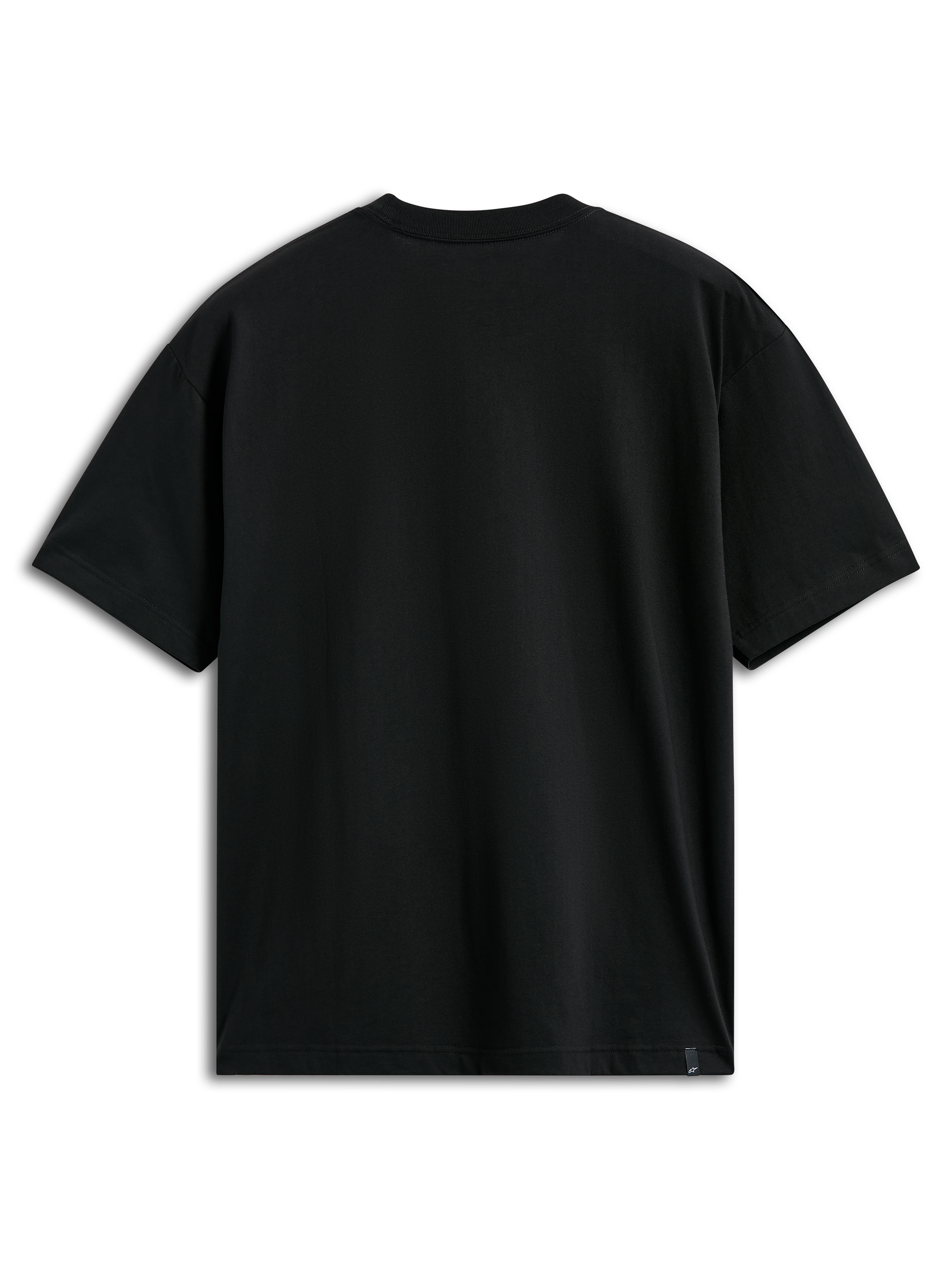 Alpinestars Aplomb Oversized CSF Tee, maglietta a maniche corte, nero, vista posteriore, design pulito con piccola etichetta con logo sull'orlo, vestibilità oversize casual streetwear