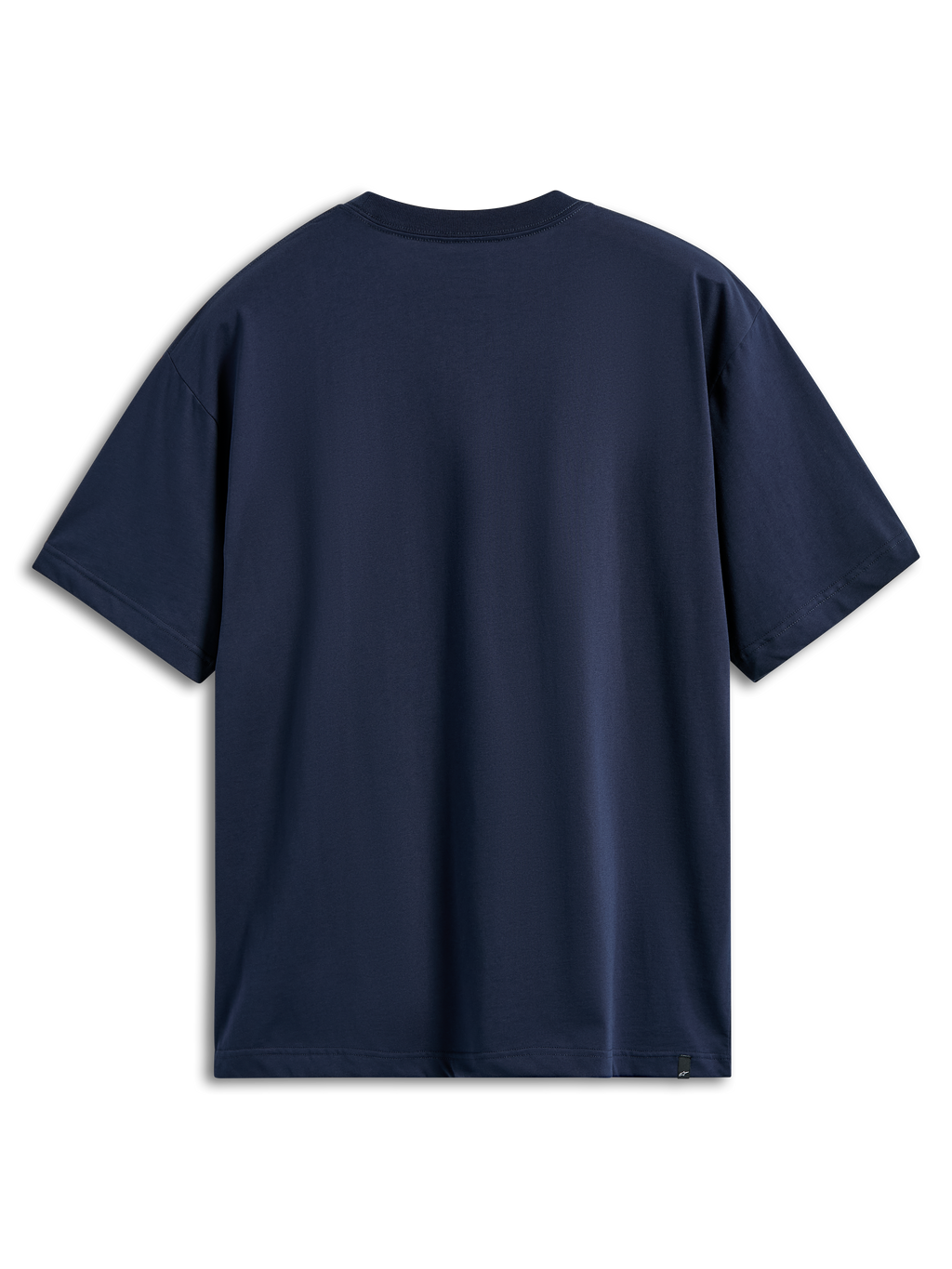 T-shirt Alpinestars Aplomb Oversized CSF, maglietta a maniche corte, navy, vista posteriore, vestibilità oversize rilassata, design semplice con una piccola etichetta logo sull'orlo inferiore, abbigliamento sportivo casual