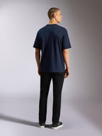 Alpinestars Aplomb Oversized CSF Tee, maglietta a maniche corte, blu navy, vista posteriore, design semplice con vestibilità ampia, abbigliamento casual motorsport streetwear