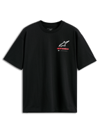 Alpinestars Overhang Oversized CSF Tee, t-shirt a maniche corte, nero, logo Astars frontale combinato in bianco e rosso con marchio 'Premium Racewear', vestibilità oversize casual motorsport streetwear