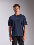 T-shirt Alpinestars Focused Oversized CSF, maglia a maniche corte, blu navy, piccolo logo Astars bianco sul petto, streetwear casual ispirato al motorsport