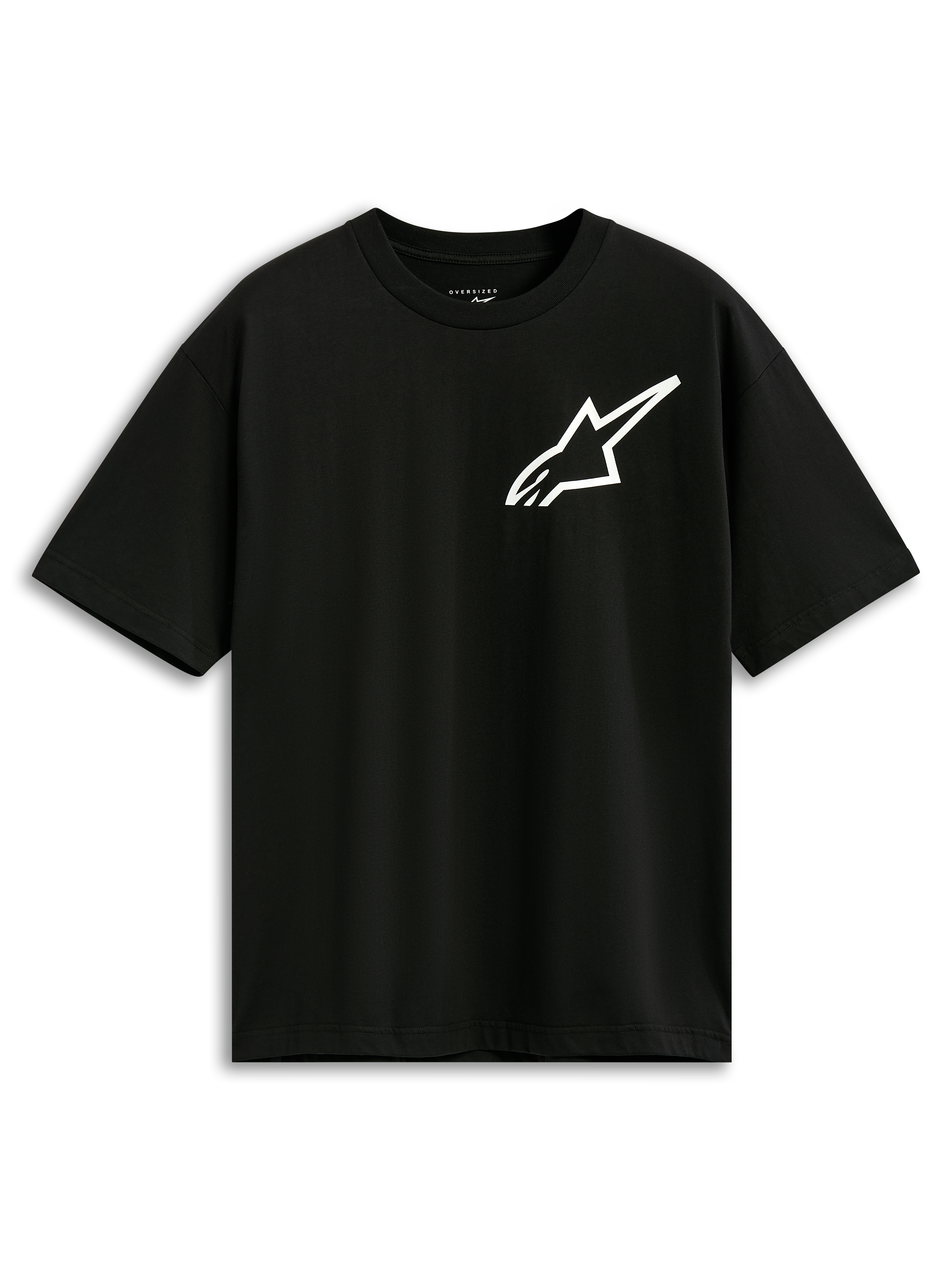 Alpinestars One Oversized CSF Tee, t-shirt a maniche corte, nero, logo Astars bianco sul petto, vestibilità oversize, streetwear casual ispirato al motorsport