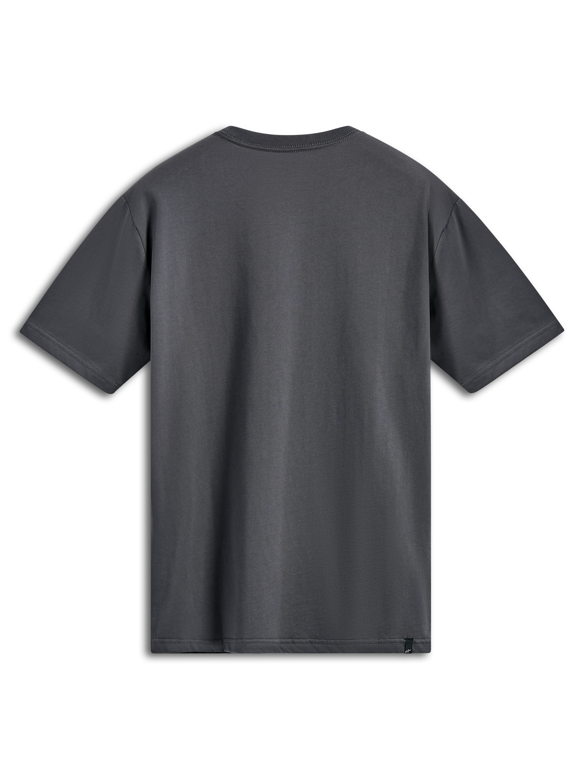 Alpinestars Ellipsoid CSF Tee, t-shirt a maniche corte, antracite, vista posteriore, design semplice con piccola etichetta nera del logo sull'orlo, abbigliamento sportivo casual