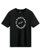Alpinestars MX CSF Tee, t-shirt a maniche corte, nera, grafica circolare Alpinestars Motocross bianca, streetwear casual motorsport