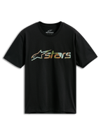 Alpinestars Verdure Camo CSF Tee, t-shirt a maniche corte, nero, logo Astars con riempimento camo, abbigliamento casual motorsport streetwear