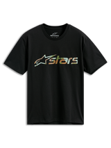 Alpinestars Verdure Camo CSF Tee, t-shirt a maniche corte, nero, logo Astars con riempimento camo, abbigliamento casual motorsport streetwear