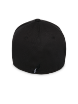 Alpinestars Instinct Hat, nero, vista posteriore che mostra la corona strutturata e il design flex-back, con una piccola etichetta nera e logo Astars bianco, resistente tessuto twill, copricapo casual ispirato al motorsport