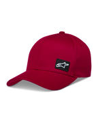Alpinestars Pivot Cappello, cappello rosso scuro con visiera curva e toppa logo Astars, stile baseball sportswear