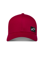 Alpinestars Pivot Cappello, berretto rosso scuro, visiera curva, corona strutturata, tessuto twill e toppa nera logo Astars.