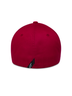 Alpinestars Pivot Cappello, vista posteriore, rosso scuro, retro flessibile con logo Astars, stile casual motorsport.