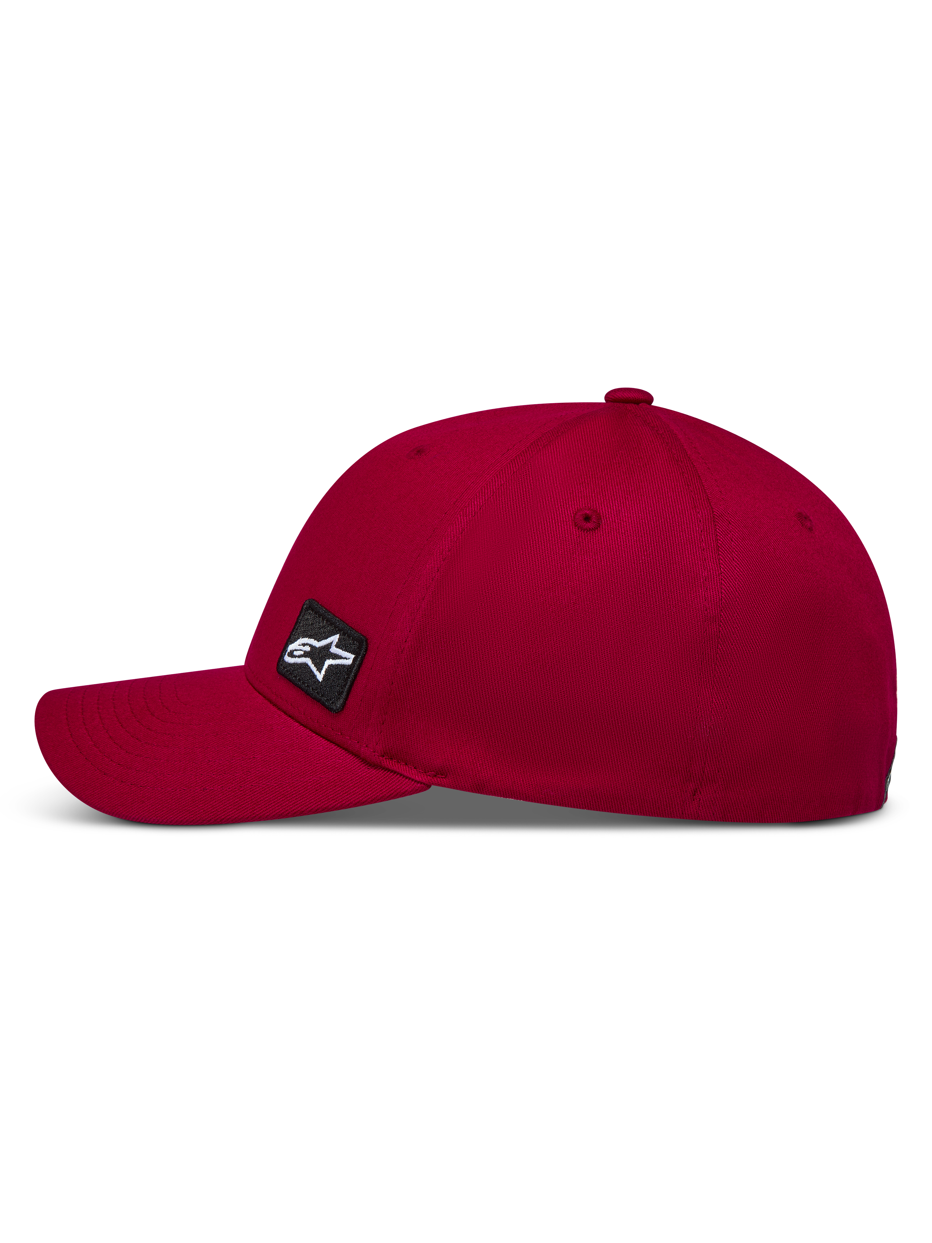 Alpinestars Pivot Cappello, cappello in twill rosso scuro con visiera curva, toppa ricamata Astars e retro flessibile