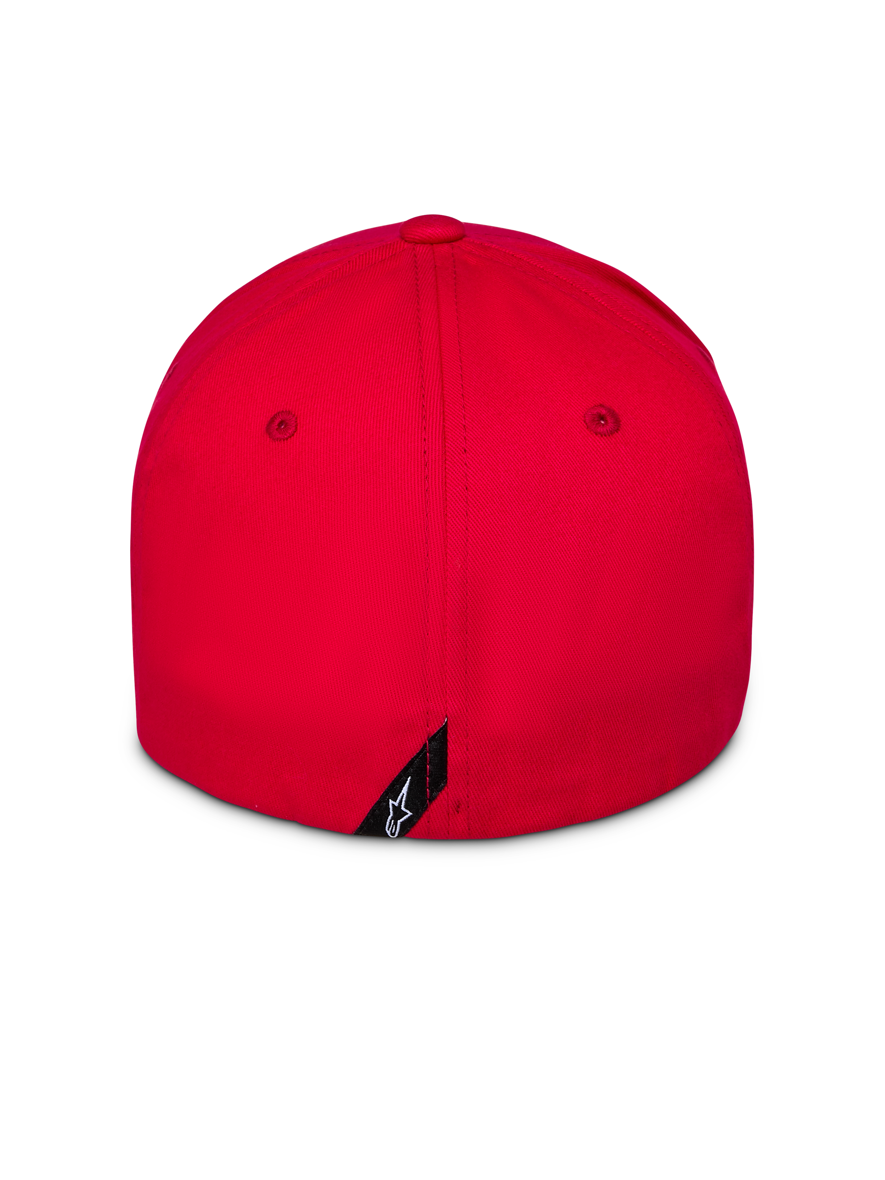 Cappello Alpinestars Pivot, rosso, vista posteriore, vestibilità con retro flessibile, corona strutturata, piccola etichetta con logo Astars, abbigliamento sportivo casual