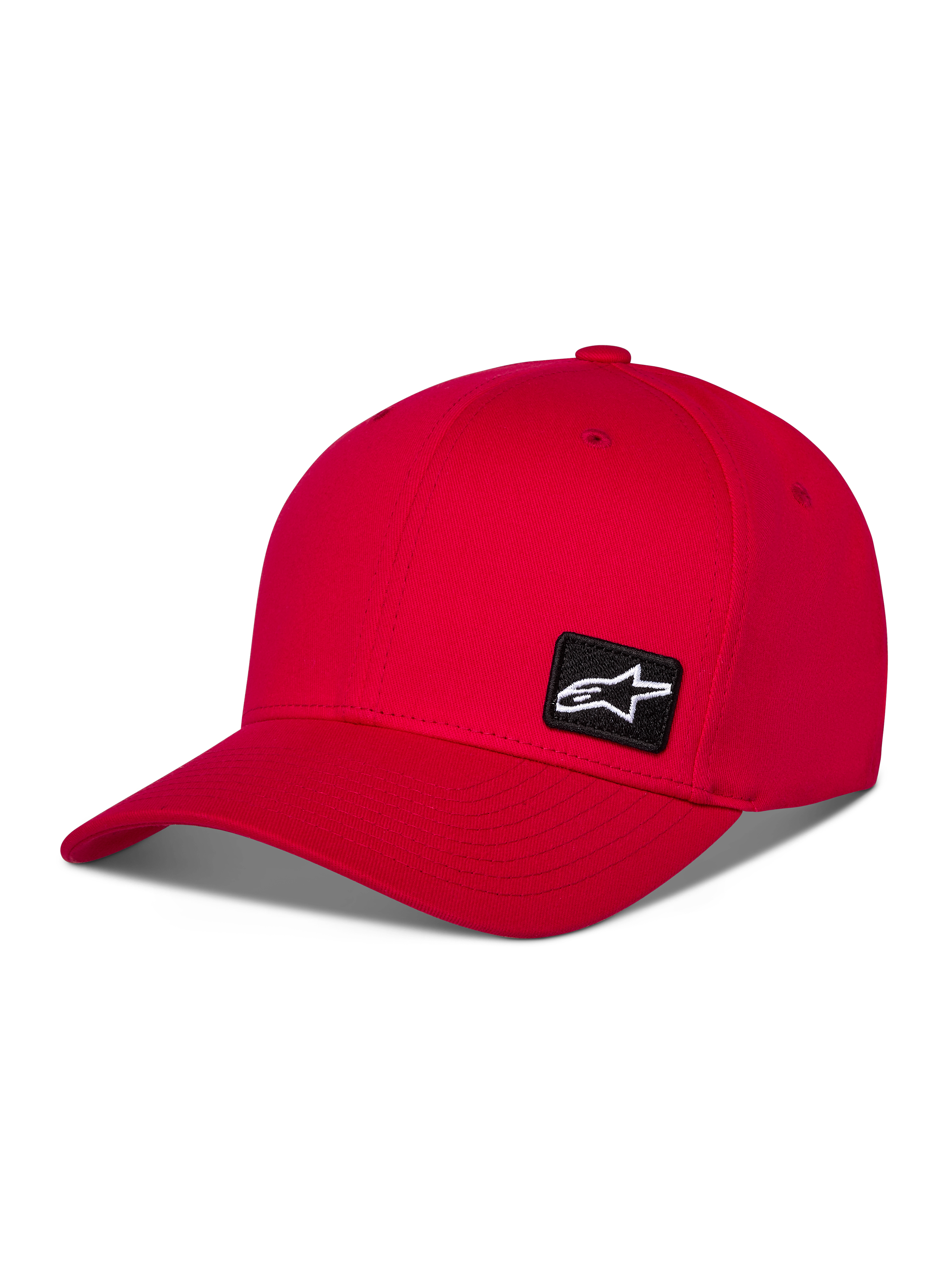 Cappello Alpinestars Pivot, cappellino da baseball rosso sportswear, visiera curva con corona strutturata, con una piccola toppa ricamata con logo Astars nero sul lato, design motorsport casual
