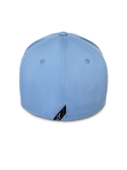 Cappello Alpinestars Pivot, blu, vista posteriore di cappellino da baseball flex back, twill di cotone azzurro con piccola etichetta nera con logo Astars sul bordo, streetwear casual ispirato al motorsport