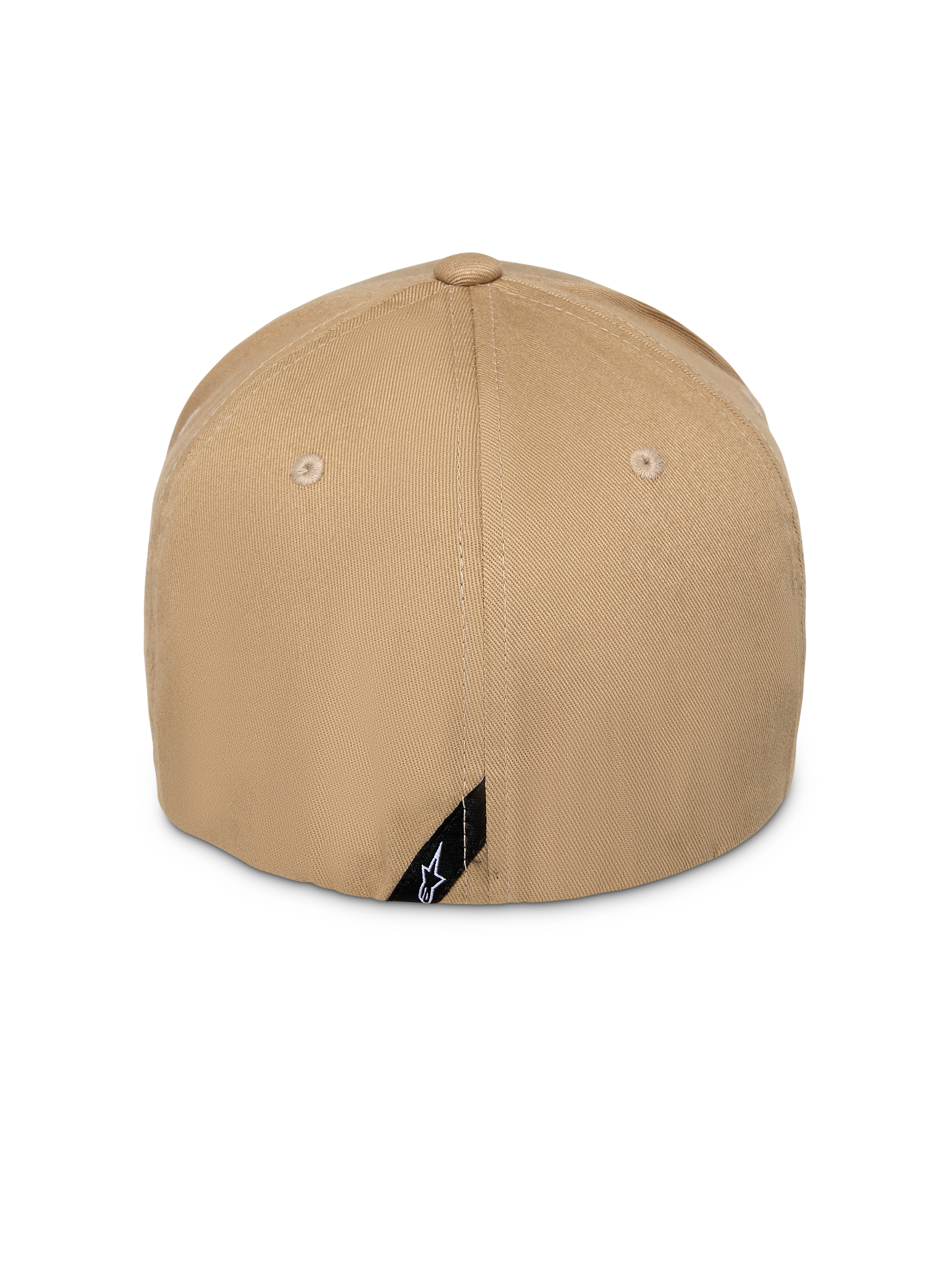 Cappello Alpinestars Pivot, Khaki Sand, vista posteriore, corona strutturata e retro flex-fit, piccola etichetta diagonale nera con logo Astars bianco, abbigliamento sportivo casual