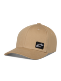 Alpinestars Cappello Pivot, berretto da baseball casual, color sabbia khaki, visiera curva con corona strutturata, piccola toppa quadrata nera con logo Astars bianco, copricapo sportswear in twill di cotone