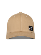 Cappello Alpinestars Pivot, Sand Khaki, visiera curva con corona strutturata, piccola toppa nera con logo Astars ricamato sul davanti, copricapo casual sportivo