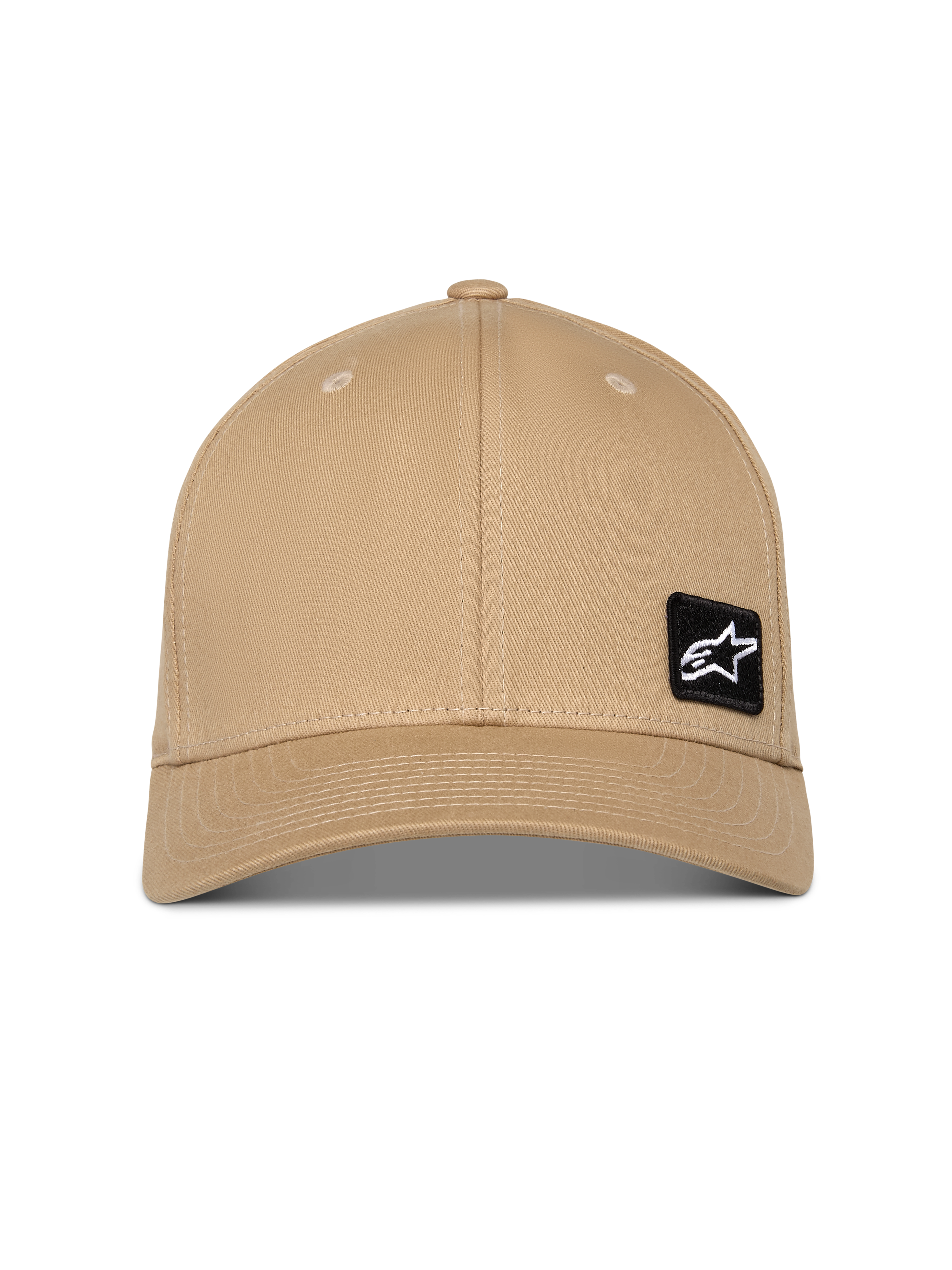 Cappello Alpinestars Pivot, Sand Khaki, visiera curva con corona strutturata, piccola toppa nera con logo Astars ricamato sul davanti, copricapo casual sportivo